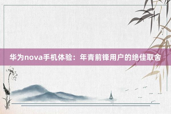 华为nova手机体验：年青前锋用户的绝佳取舍