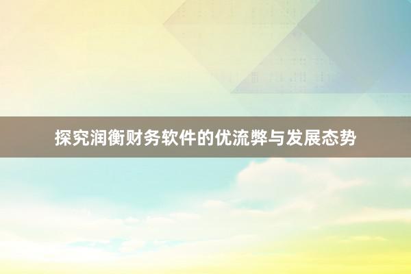 探究润衡财务软件的优流弊与发展态势